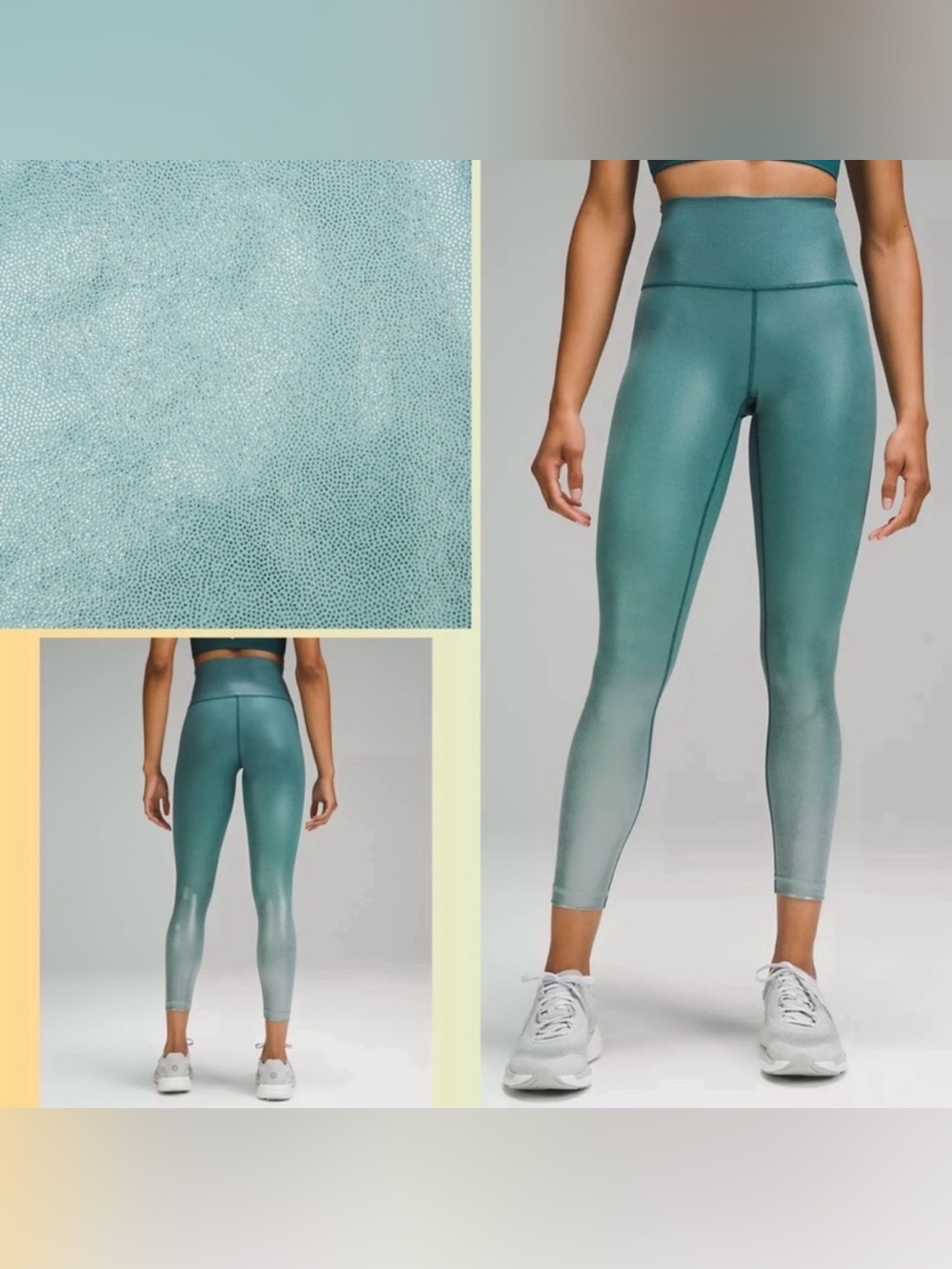 Lululemon Wunder Train HR Tight 25" Foil green ombré size 2 NWT